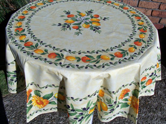 71" round cloth with acrylic coated treatment French provencal design
