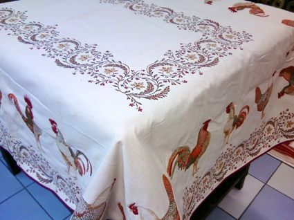 french tablecloth with rooster design