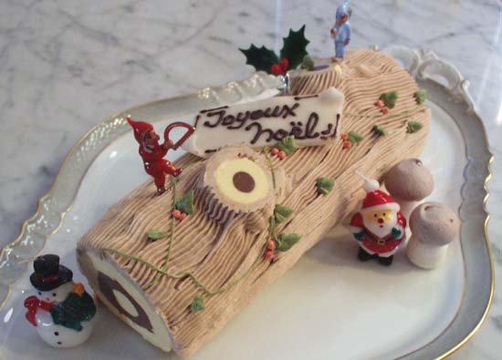 French cooking recipe christmas log cake