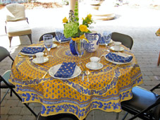 6 seater round tablecloth from Provence cotton fabric with acrylic coating