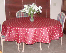 small round coated tablecloth