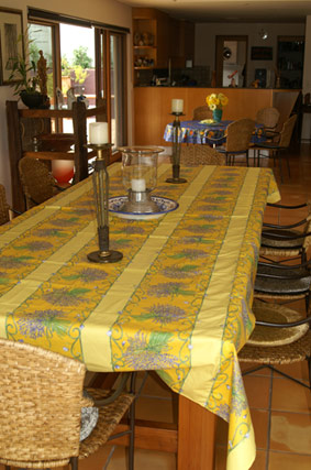 French coated tablecloths with lavender design