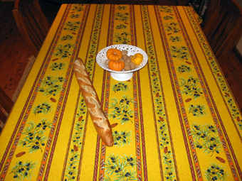 French coated tablecloth yellow olive and cicada design