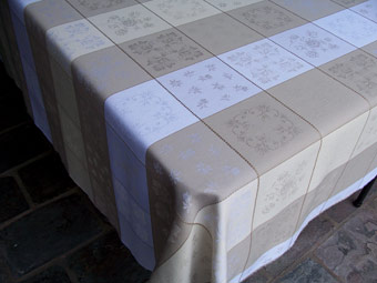 Beige cotton Jacquard French tablecloth