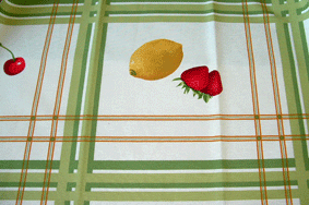 Jacquard fabric with fruit design in green