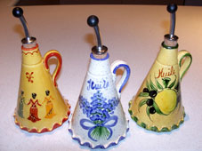 Ceramic oil bottles made in France