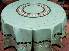 green round french tablecloth with protective coating