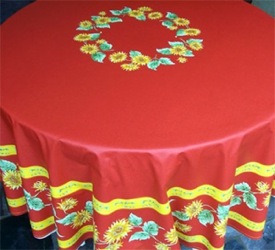 protective round tablecloth red sunflower design