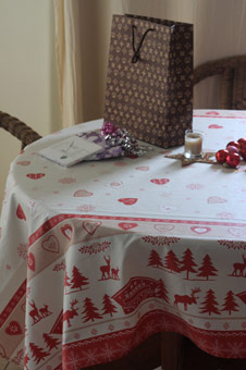 Coated christmas tablecloth