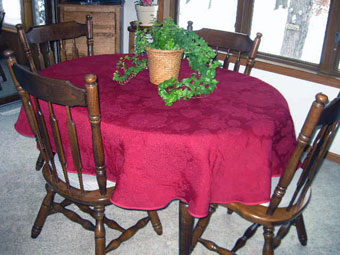 french quilted red oval tablecloth