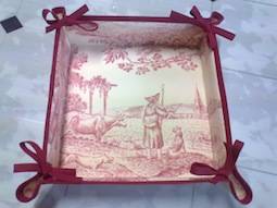 red toile bread basket