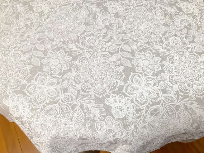 white lace design coated french tablecloth