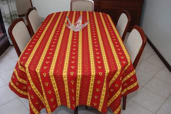 red and gold cotton tablecloth