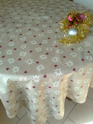 coated Christmas tablecloth