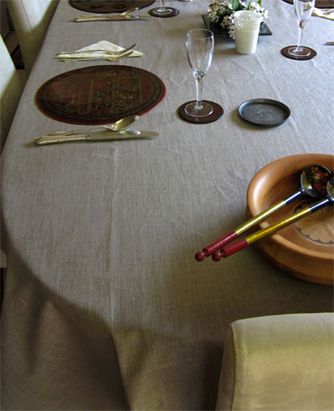 Natural coated linen tablecloth