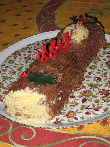 French cooking recipe christmas log cake