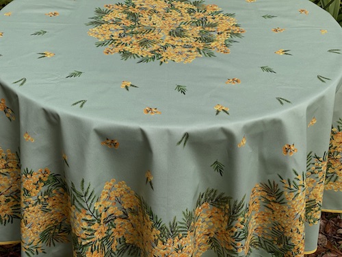 Mimosa design large coated tablecloth
