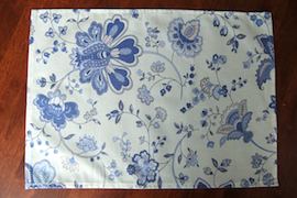 blue white coated placemat