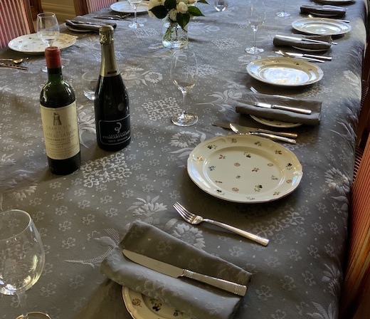 large round formal grey tablecloth