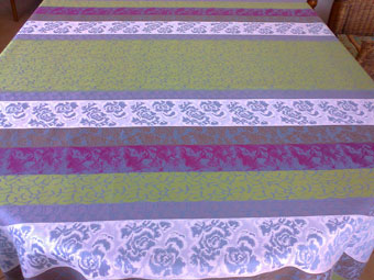 blue jacquard tablecloth