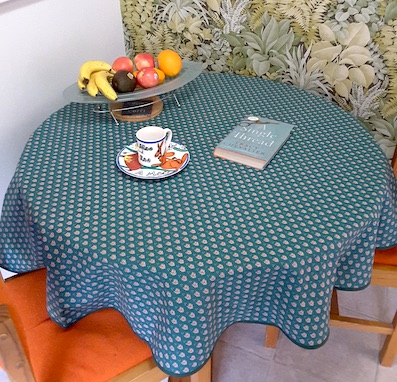 60 inches round green cotton provencal tablecloth