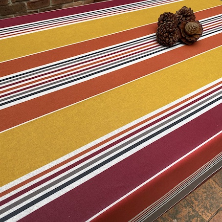 red and yellow stripes coated basque tablecloth