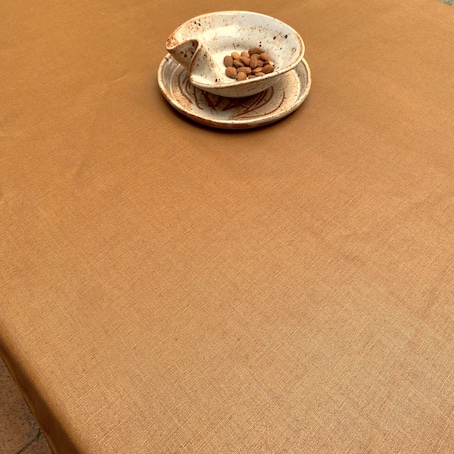 coated linen wipe over tablecloth tobacco brown