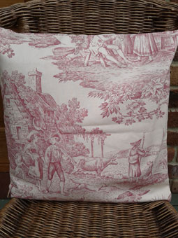red toile cushion