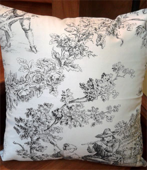 black toile de jouy pillow cover