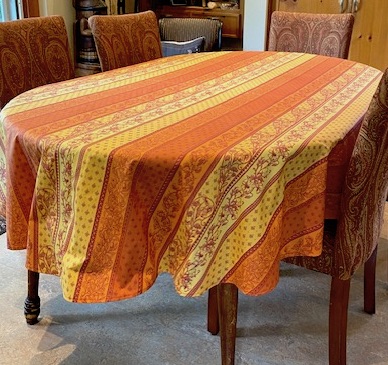 ochre colour provencal coated tablecloth