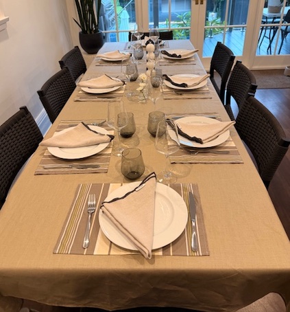 acrylic coated linen tablecloth in natural colour