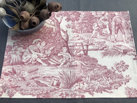 red toile de jouy placemats