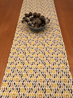 yellow and grey vintage table runner