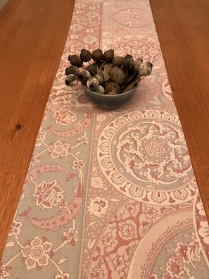 french table runner with pink tones