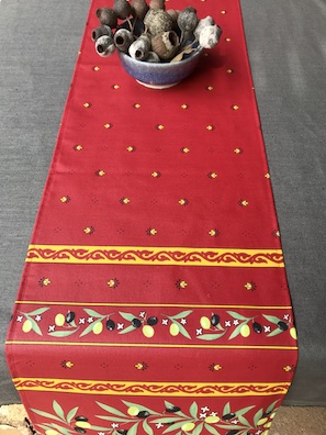 red and gold table runner